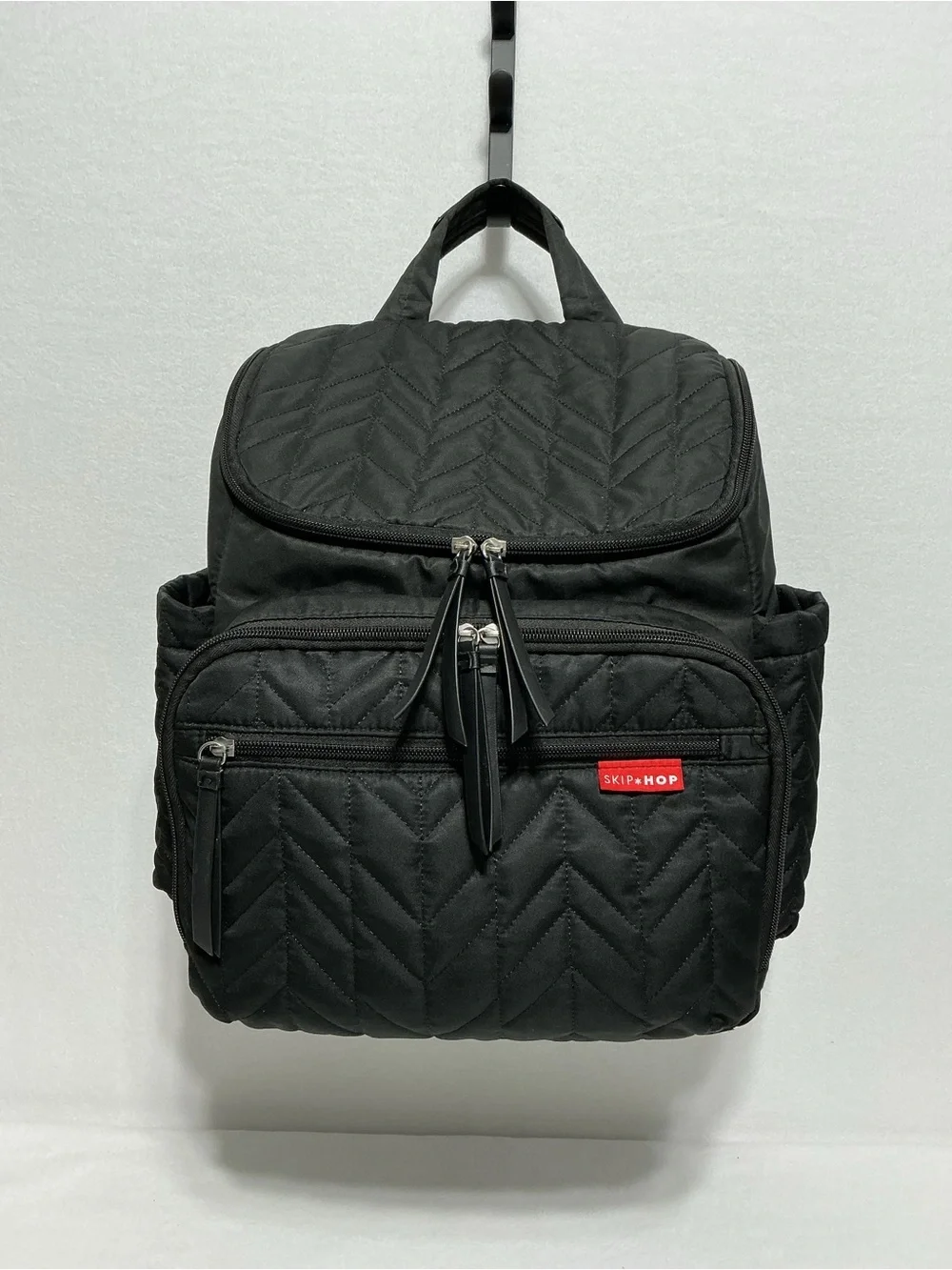 Skip Hop Black Quilted Diaper Bag Backpack With Changing Pad